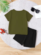 Children's Color Block Short Sleeve Top and Shorts Set - Modanista Fashion