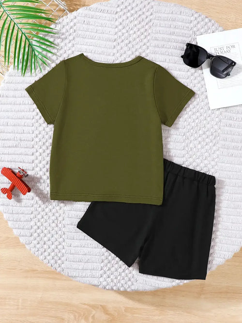 Children's Color Block Short Sleeve Top and Shorts Set - Modanista Fashion