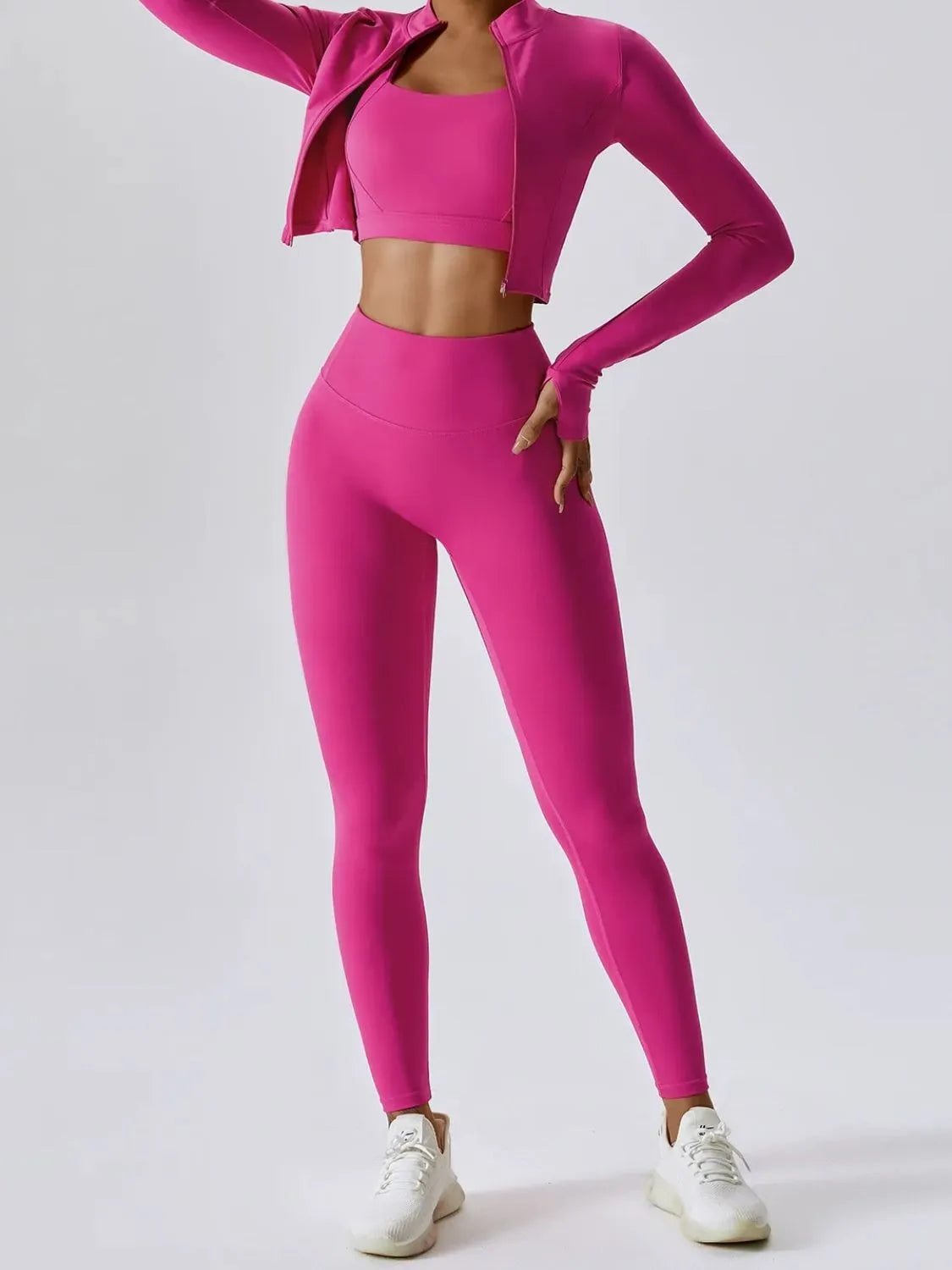 Bra Outerwear and Leggings 3-Piece Active Set - Modanista Fashion