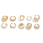 10-Piece Alloy Geometric Ring Set for Women