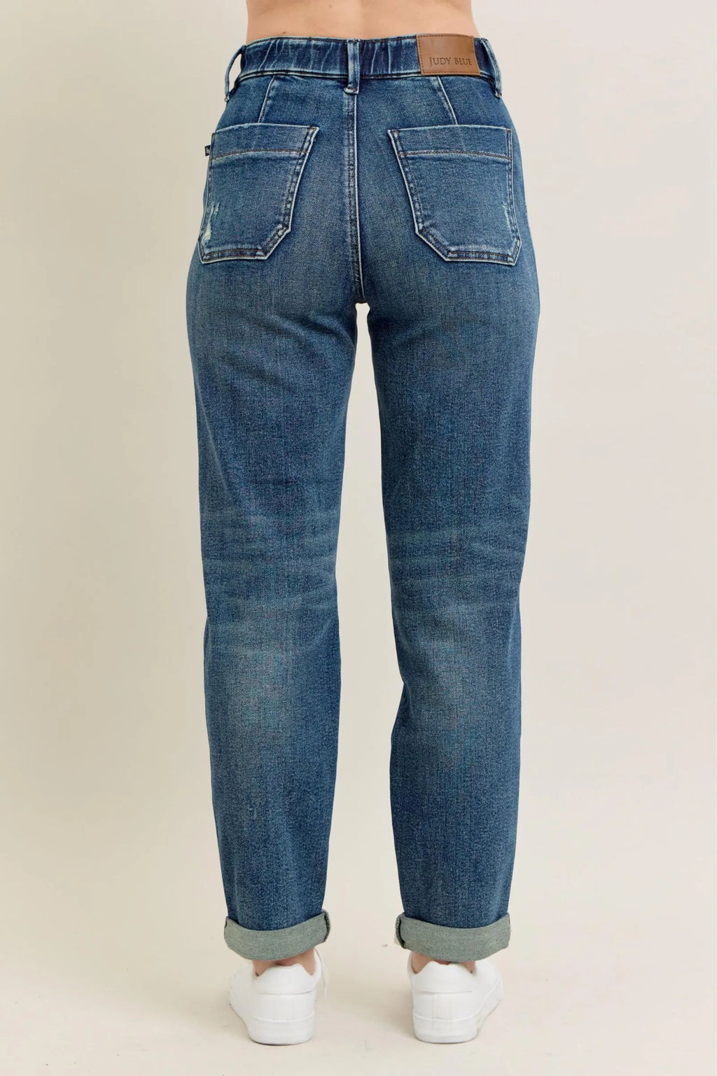 Judy Blue Full Size HW Vintage Wash Jeans w/ Drawstring Plus Size - Modanista Fashion