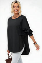 Full-Size Long Sleeve High-Low T-Shirt for Women
