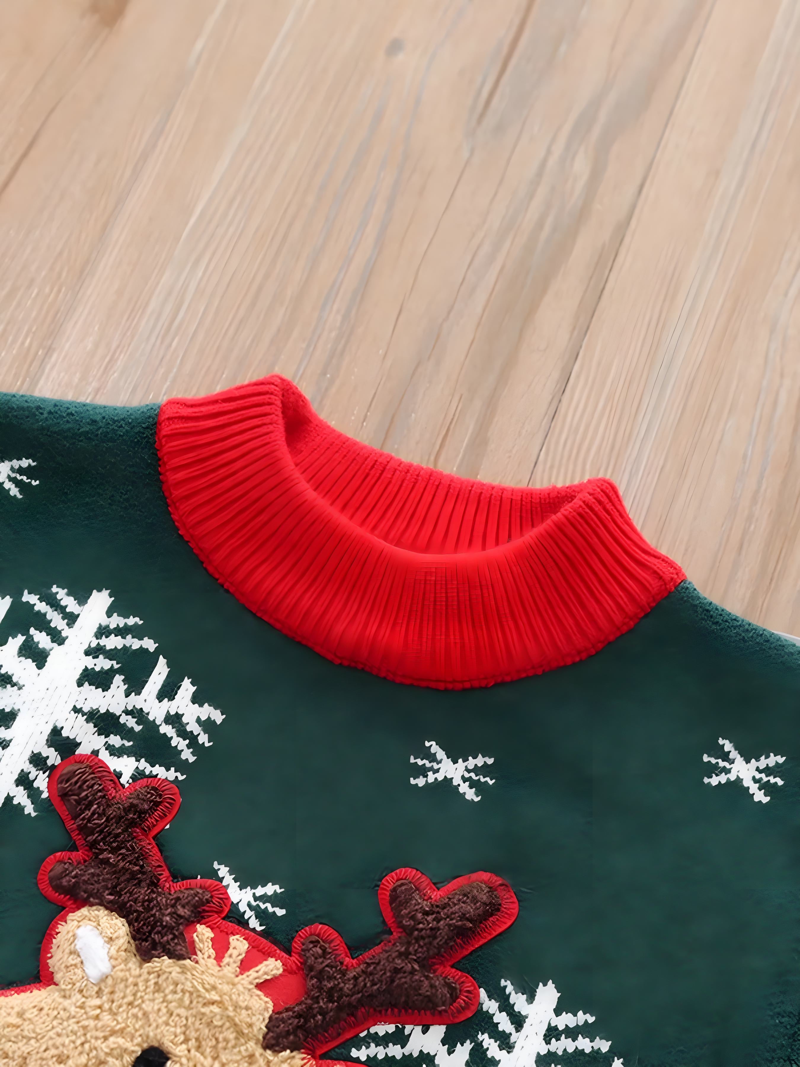 Kinderkersttrui met rendieren en sneeuwvlokken – gezellig en feestelijk