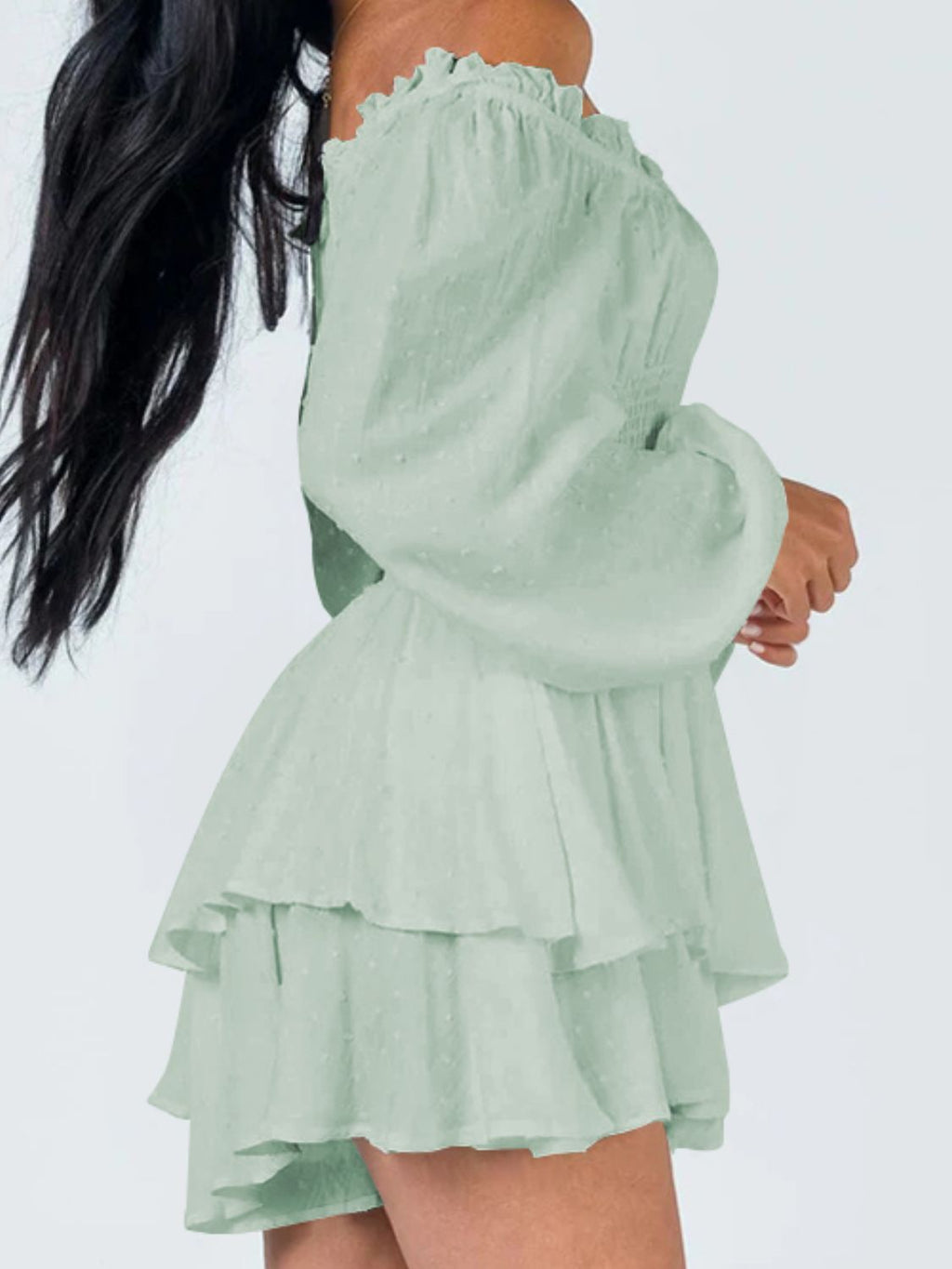 Off Shoulder Smocked Waist Romper - Modanista Fashion