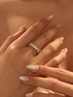 Bague en acier inoxydable plaqué or 18 carats avec zircon