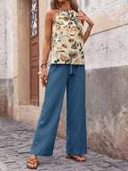 Printed Tank Top and Wide Leg Pants Set - Modanista Fashion