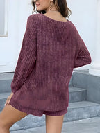 Ensemble haut à col rond à épaules tombantes et short