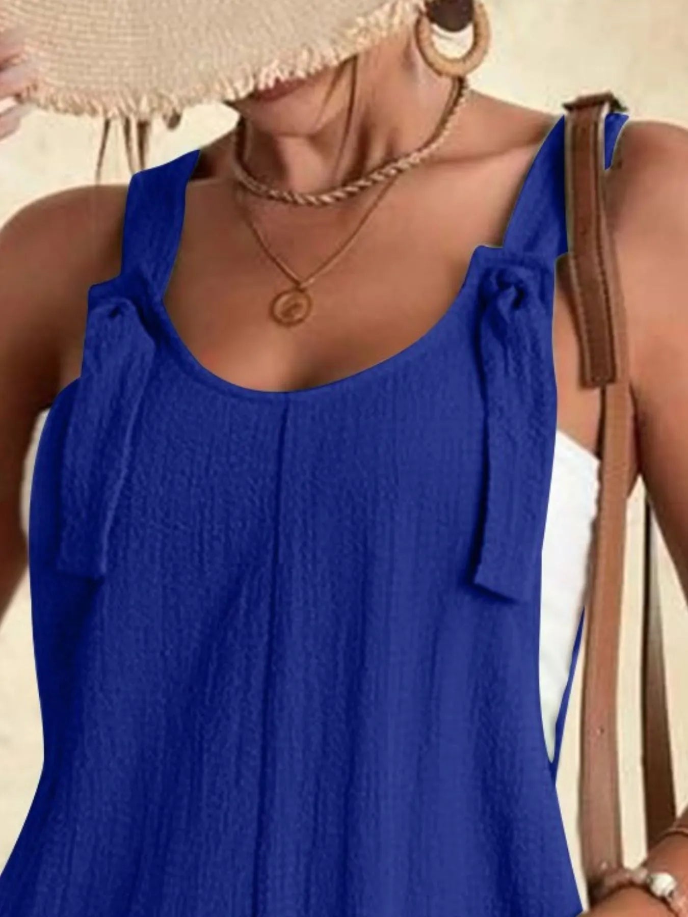 Full Size Knot Strap Romper with Pockets Plus Size - Modanista Fashion