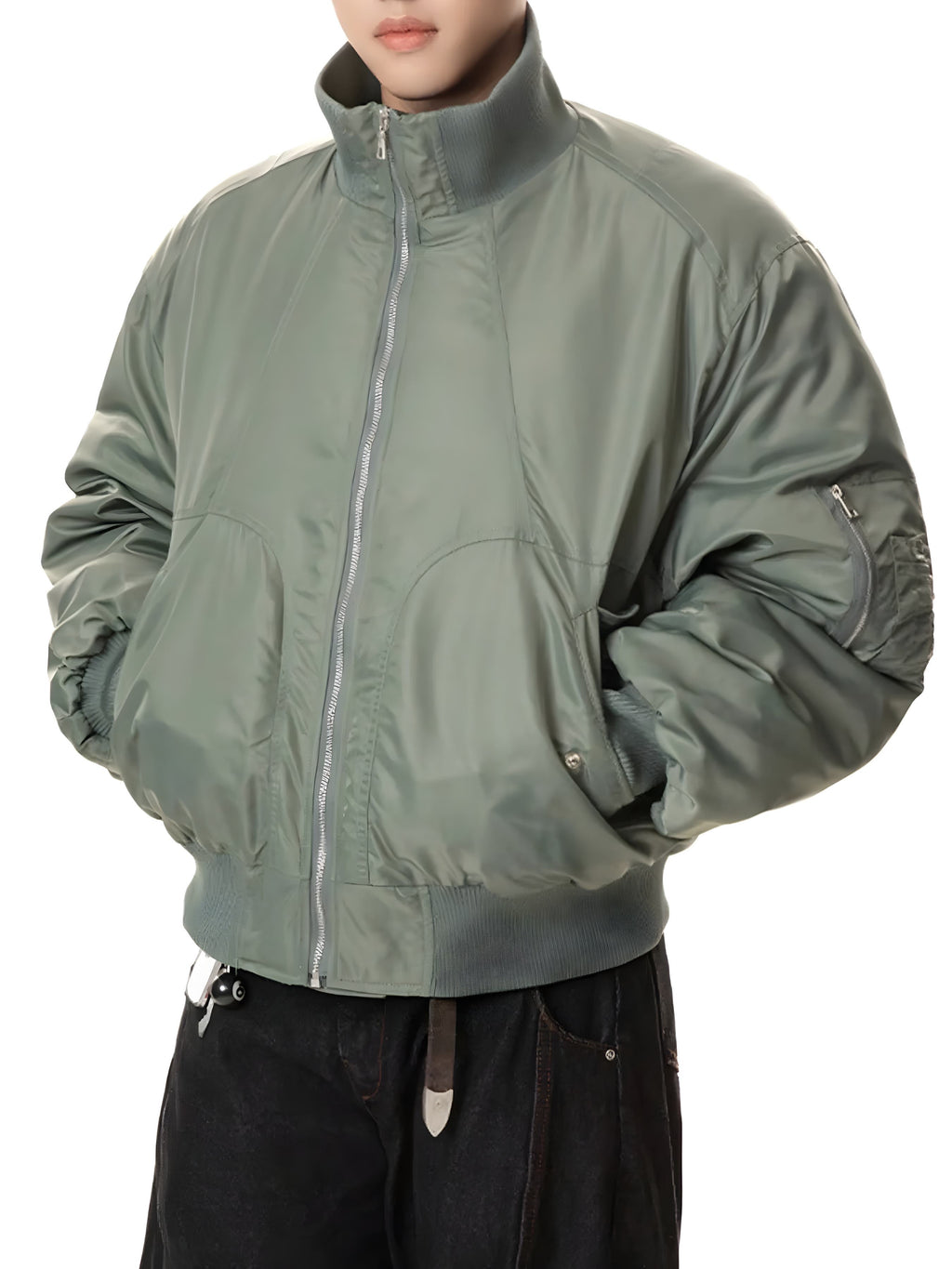 Herr Zip-Up Bomberjacka med Långa Ärmar – Stilren & Casual