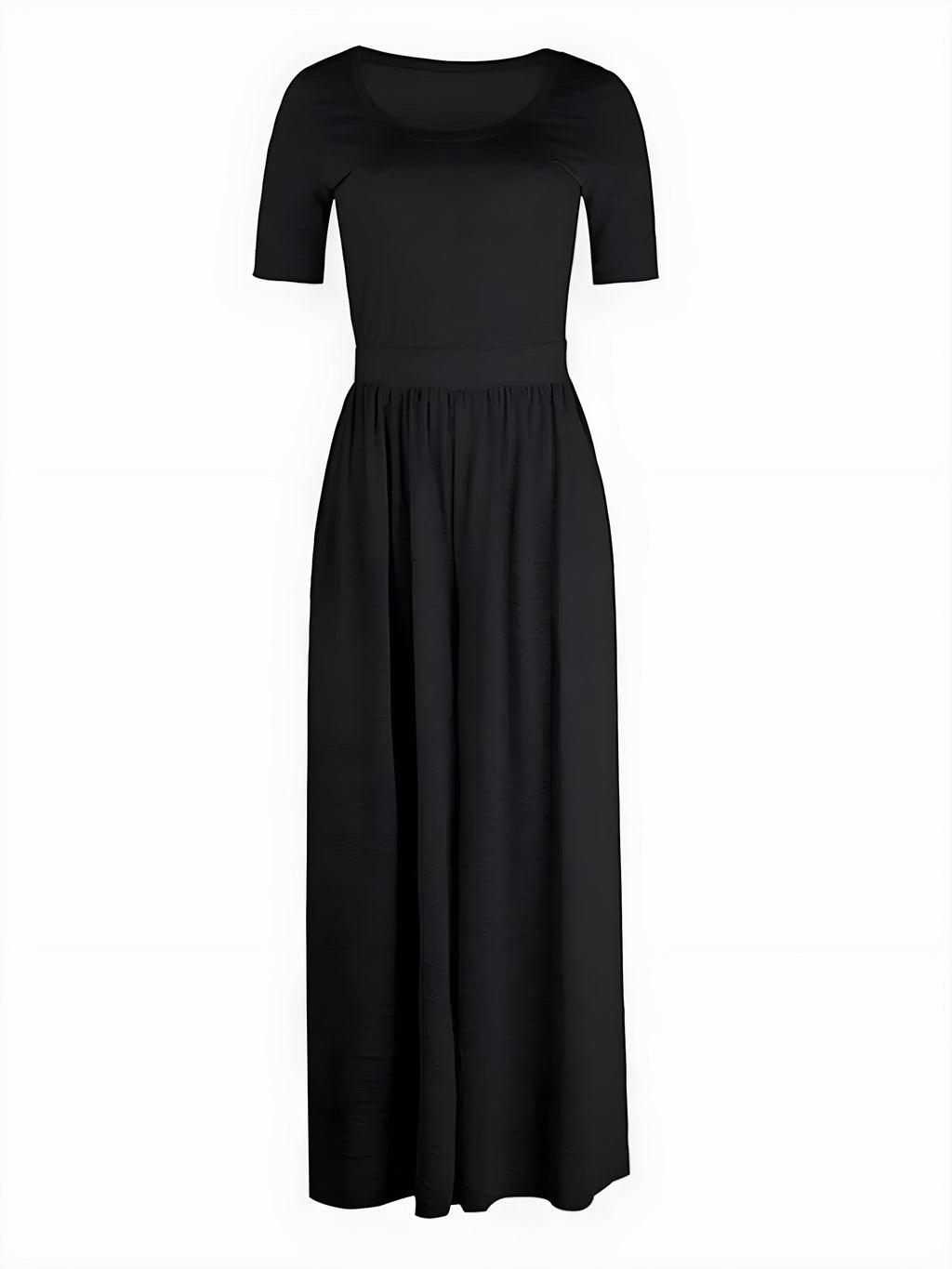 スクープネック半袖ジャンプスーツ