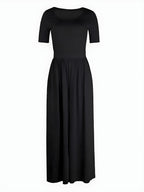 スクープネック半袖ジャンプスーツ