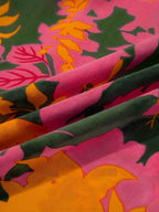 Smocked blomsterprint langærmet maxi kjole