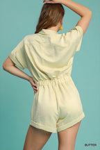 Umgee Button Down Charmeuse Romper