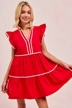 Bibi gameday temakontrast bindande ruffled klänning