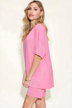 Bae BAE Tamanho completo Camiseta de ombro e shorts de decote em V