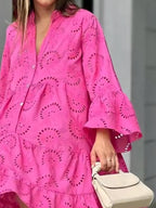 Robe à volants à ourlet à œillets, taille plus