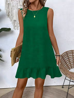 Vestido sem mangas do pescoço redondo