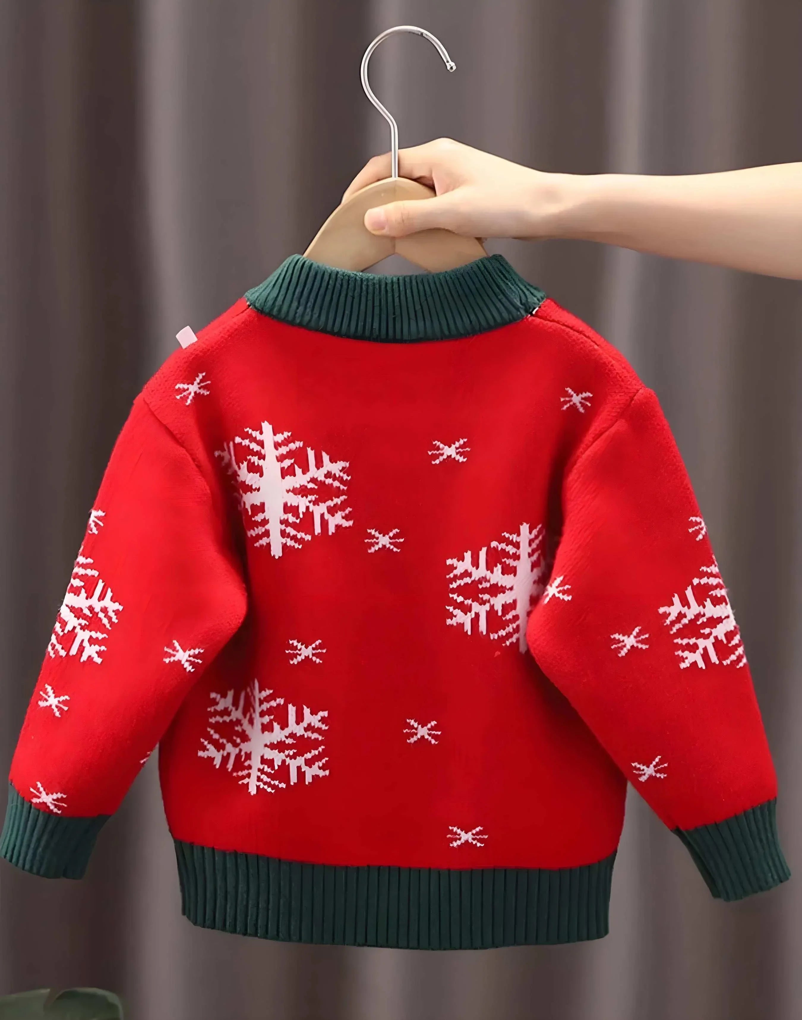 Toddler Christmas Reindeer & Snowflake Knitted Sweater – Cozy & Festive - Modanista Fashion