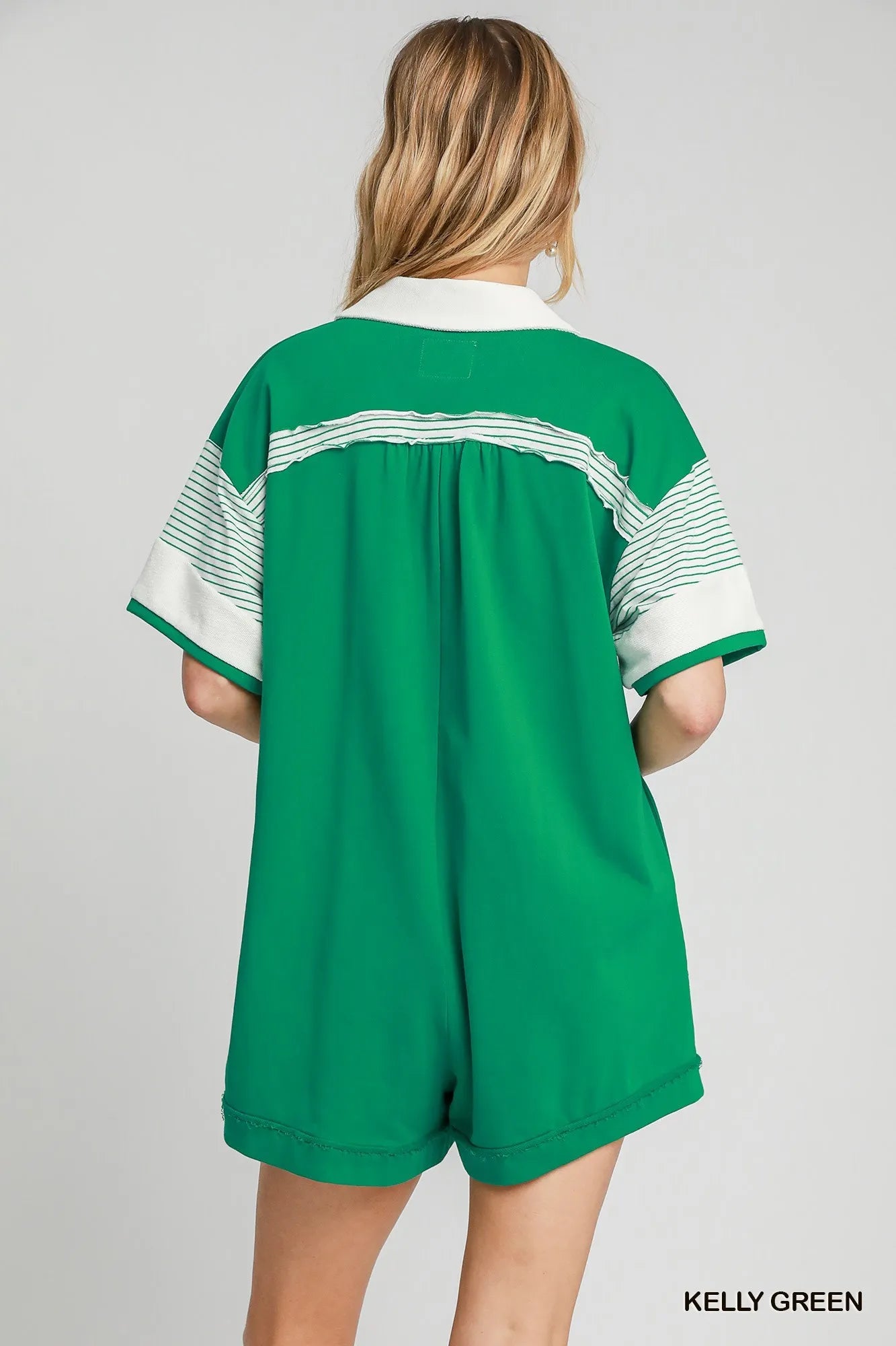 Umgee French Terry Collared Colorblock Romper - Modanista Fashion