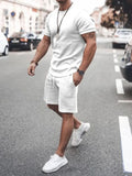 Men's Plus Size Round Neck Short Sleeve Top and Shorts Set - Modanista Fashion