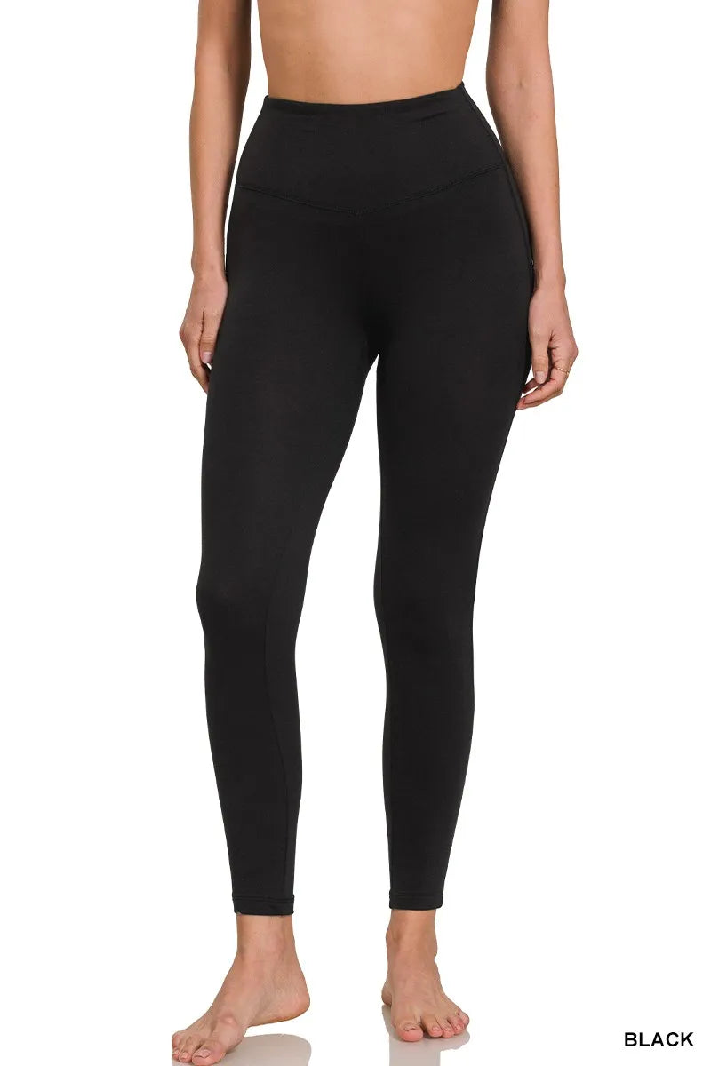 Zenana Brushed Microfiber Full Length Leggings - Modanista Fashion