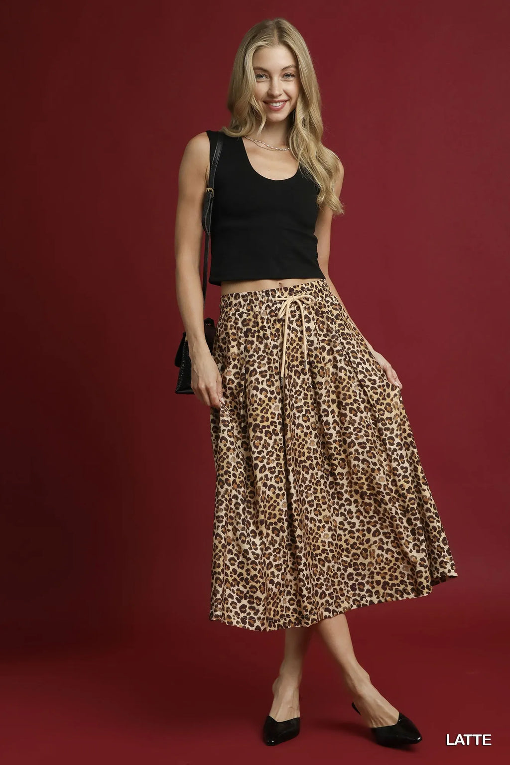 Umgee Drawstring Leopard Midi Skirt - Modanista Fashion