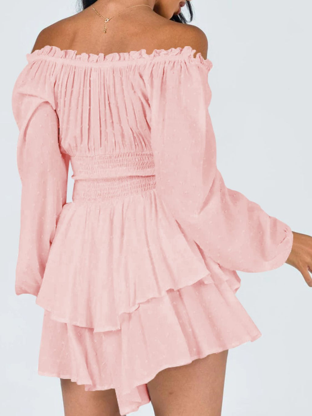 Off Shoulder Smocked Waist Romper - Modanista Fashion