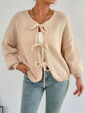 Cozy Bow-Tie Front Knit Cardigan - Modanista Fashion