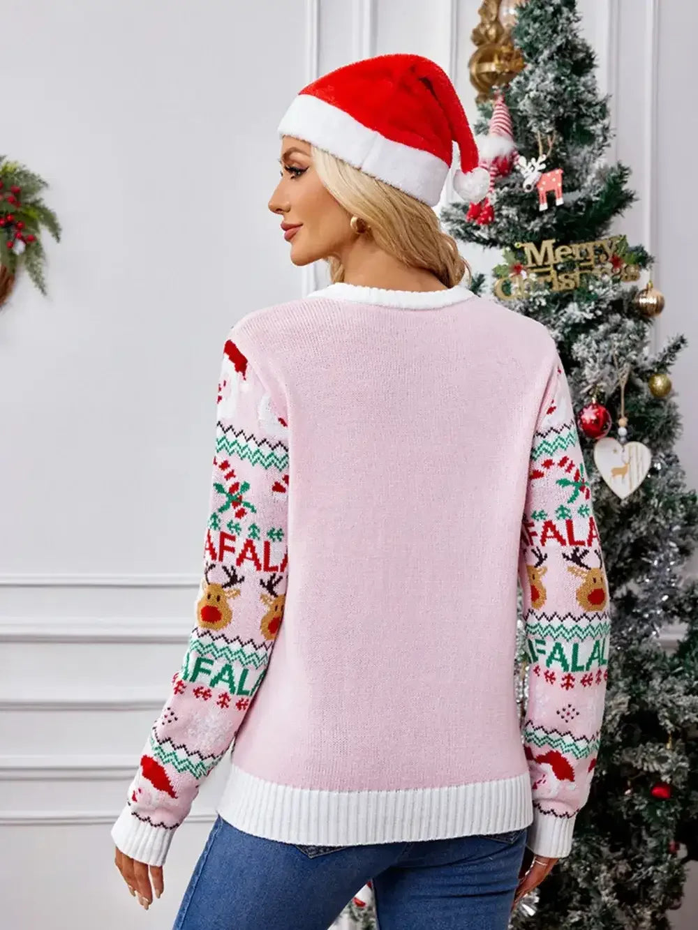 Christmas Round-Neck Long Sleeve Sweater – Festive & Cozy - Modanista Fashion