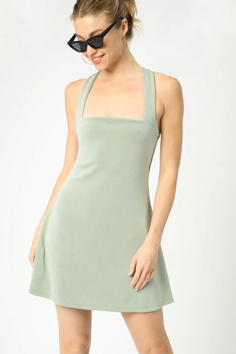 Umgee Crisscross Square Neck Active Dress - Modanista Fashion