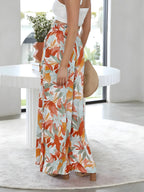 Šňůrkový pasový pasový pas vytištěné široké nohy kalhoty