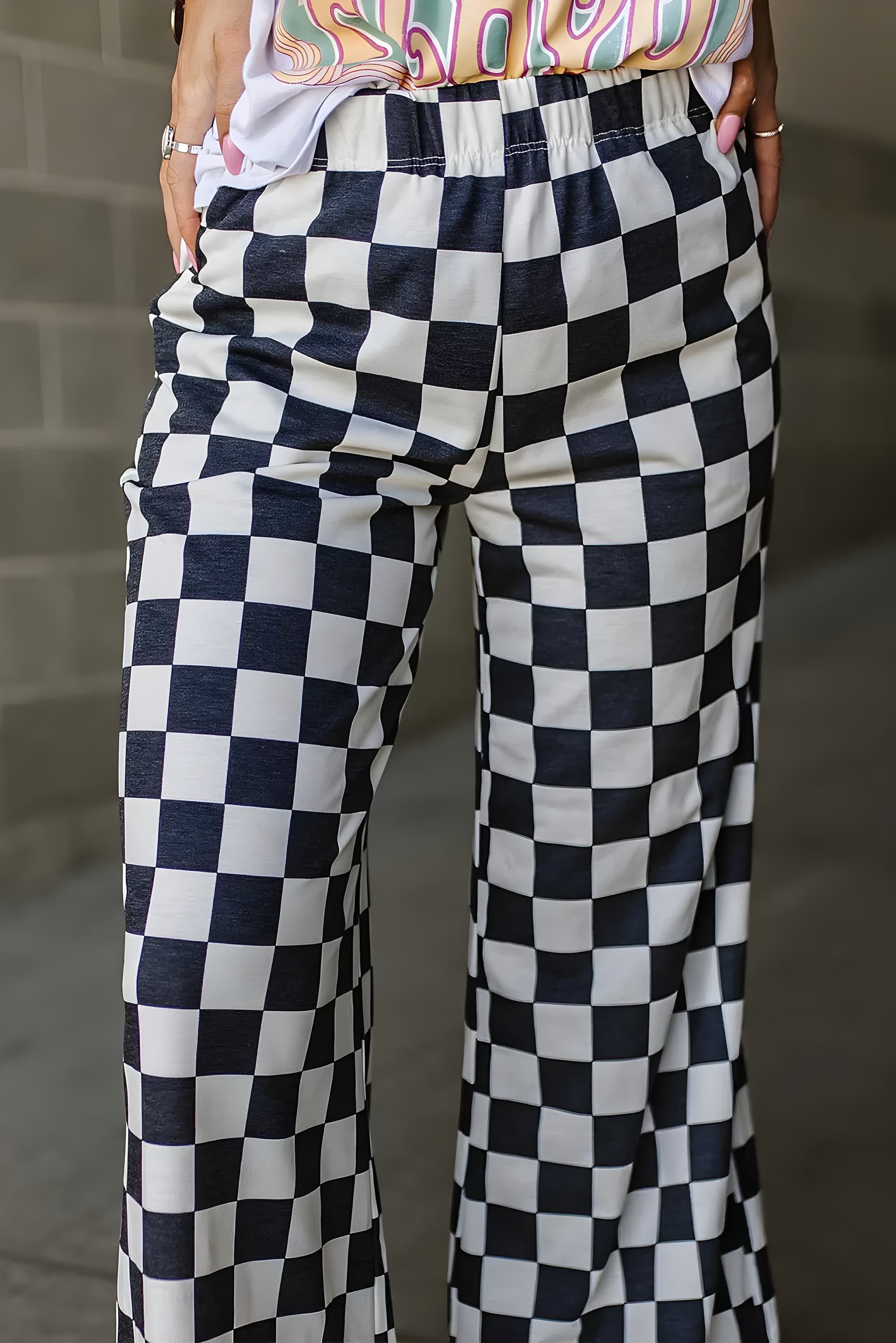 Rutiga breda benbyxor