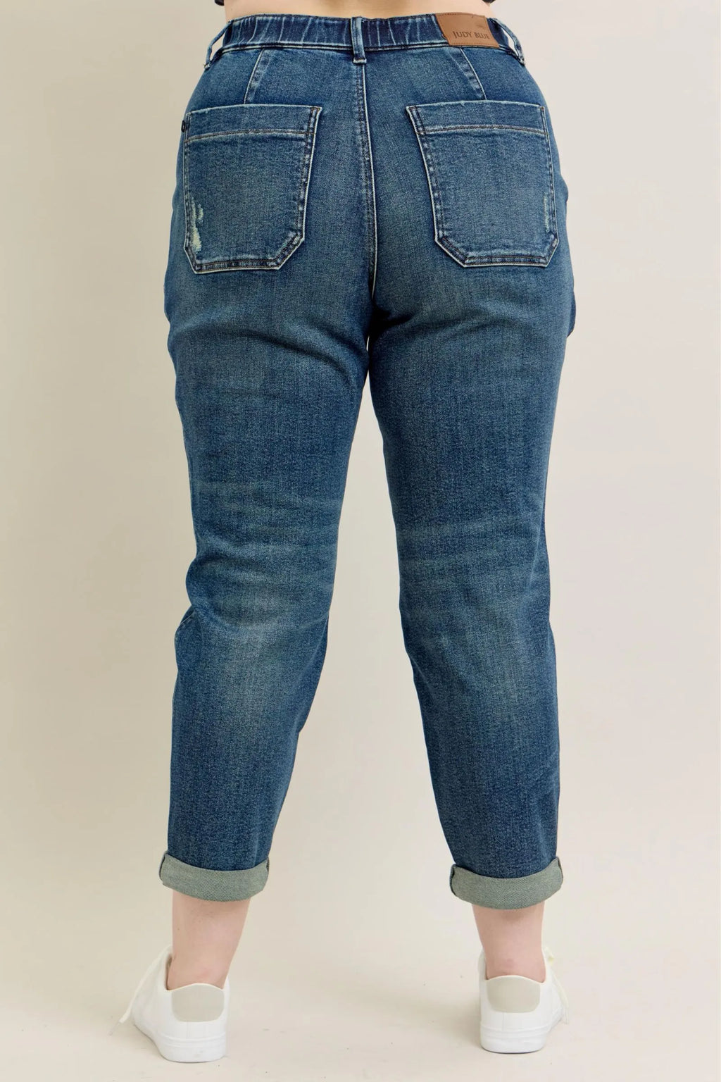 Judy Blue Full Size HW Vintage Wash Jeans w/ Drawstring Plus Size - Modanista Fashion