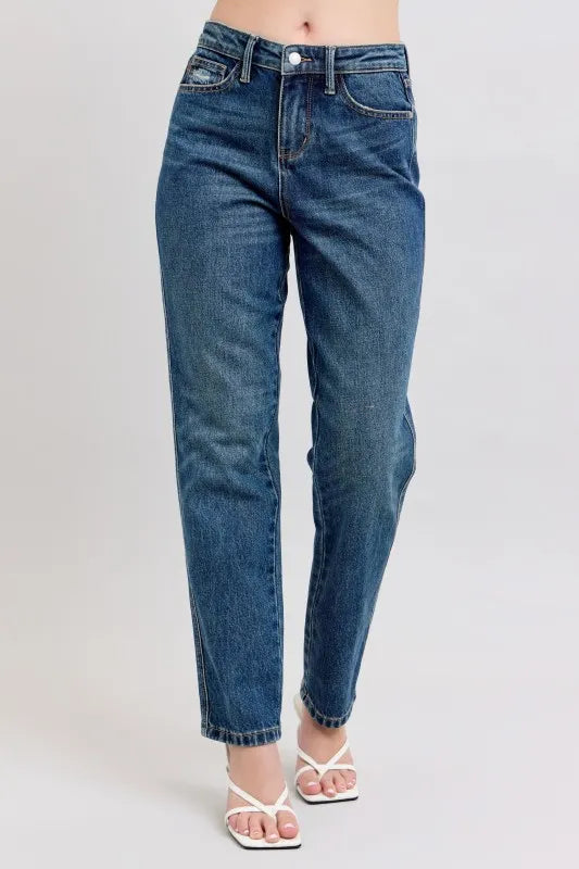 Judy Blue Full Size High Waisted Rigid Magic Non-destroy Straight Leg Jeans Plus Size - Modanista Fashion