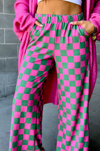 チェック柄ワイドレッグパンツ