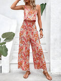 Floral Print Sleeveless Wide Leg Jumpsuit - Modanista Fashion