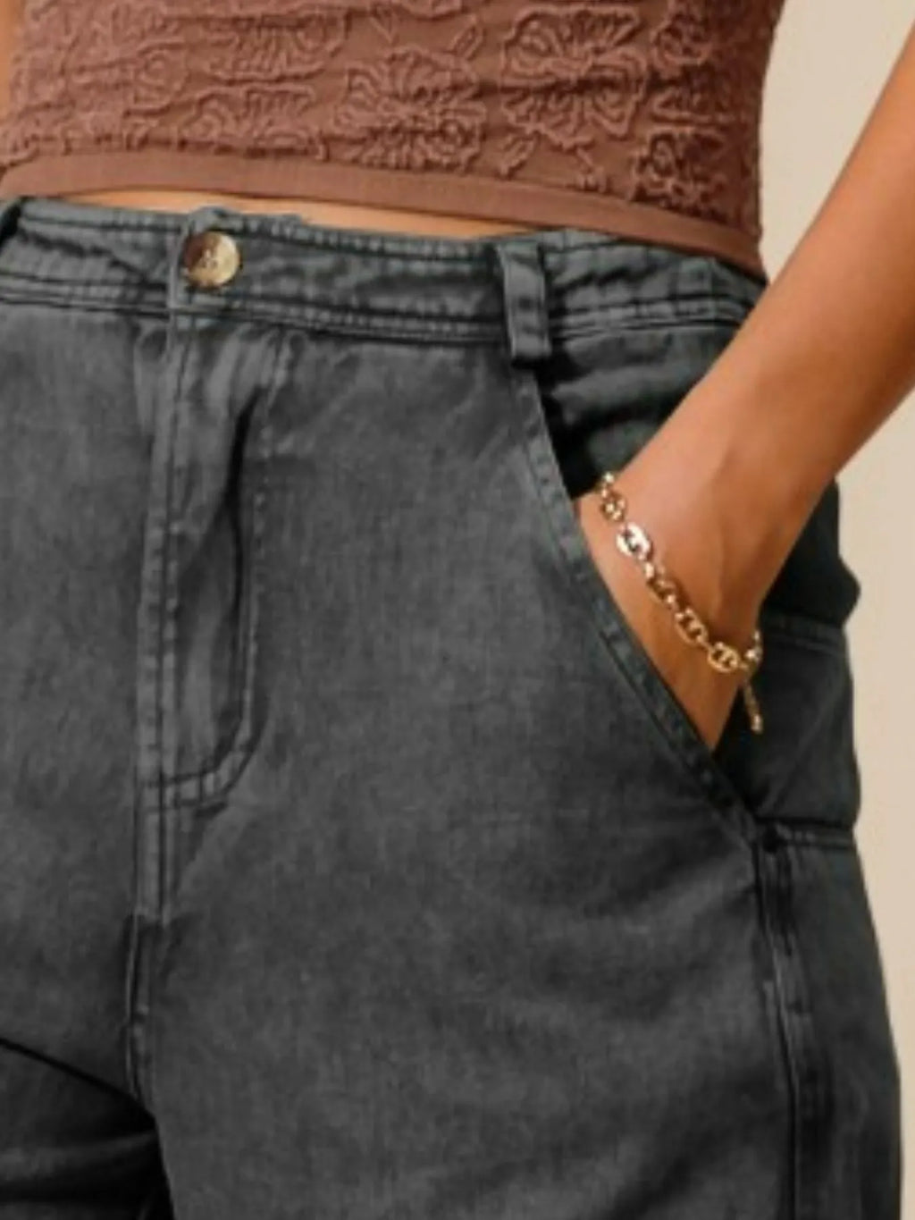 SO ME Mineral Washed Mid Rise Barrel Shape Pants - Modanista Fashion