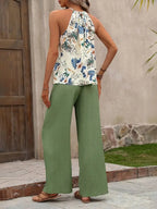 Printed Tank Top and Wide Leg Pants Set - Modanista Fashion
