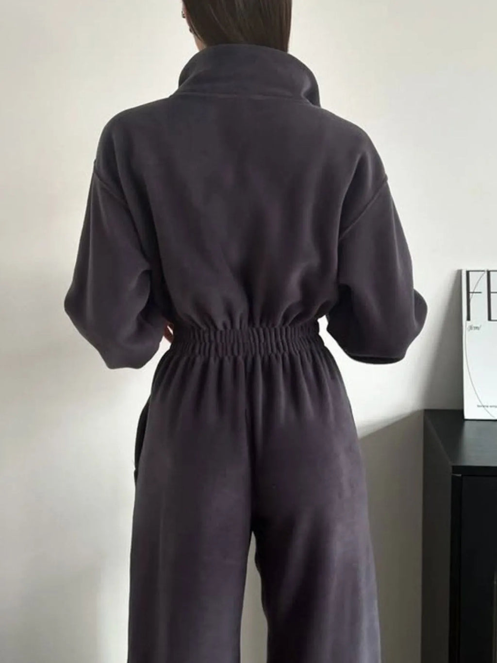 Zip Front Long Sleeve Jumpsuit - Modanista Fashion