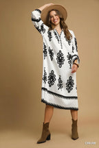 Umgee abstraktní tisk midi šaty