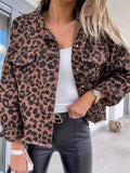 Leopard Print Raw Hem Denim Jacket - Modanista Fashion