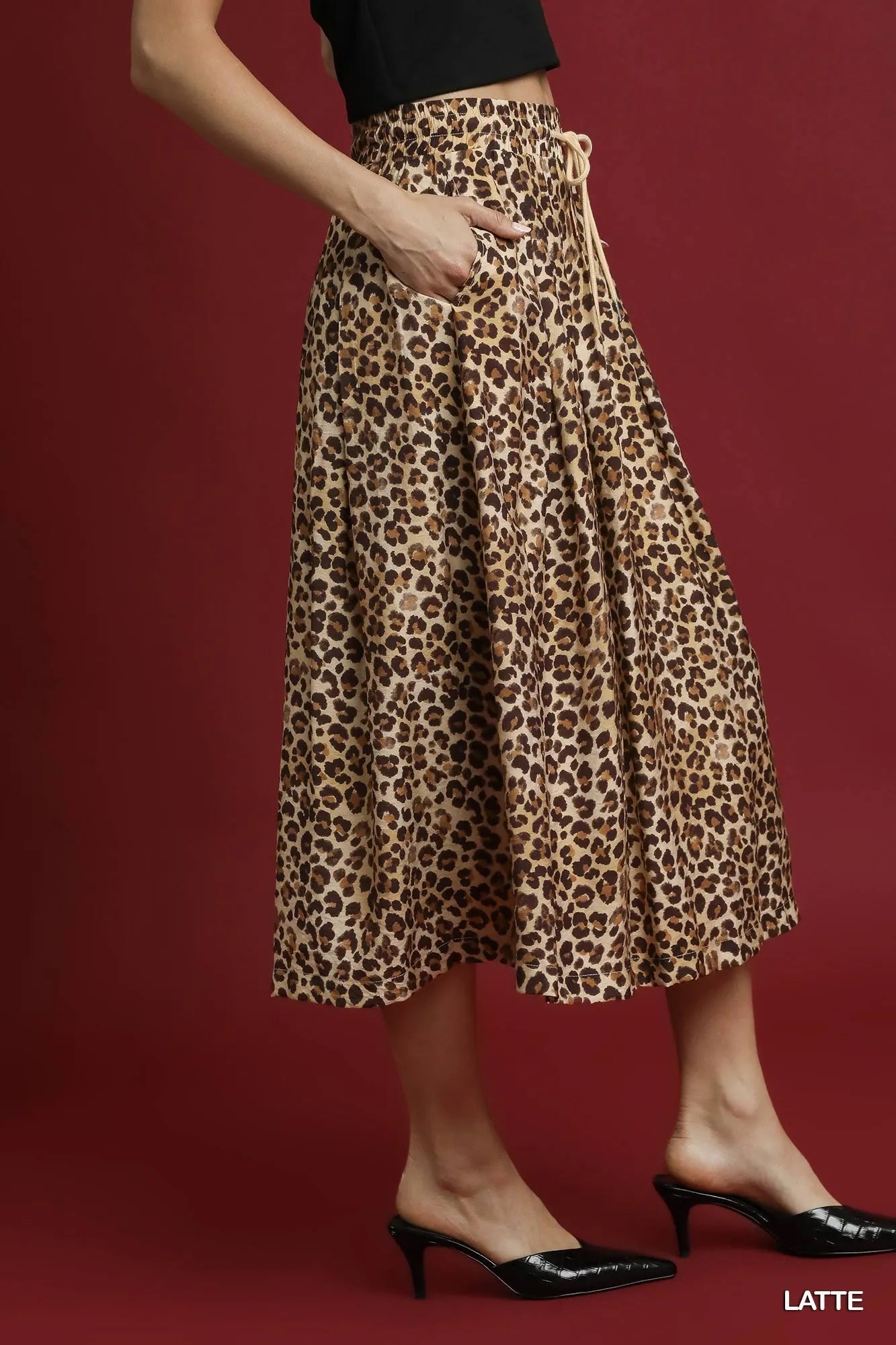 Umgee Drawstring Leopard Midi Skirt - Modanista Fashion