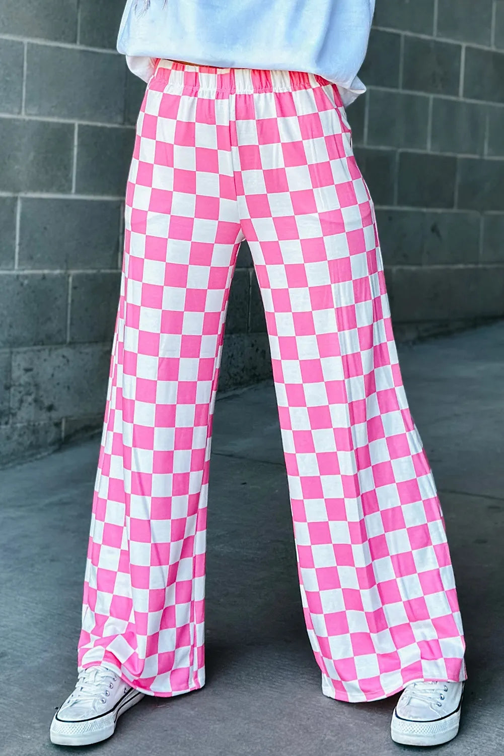 Checkered Wide Leg Pants - Modanista Fashion