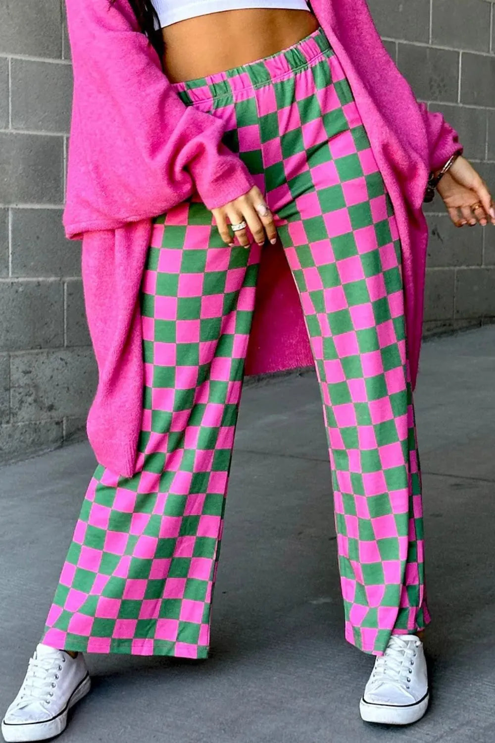 Checkered Wide Leg Pants - Modanista Fashion