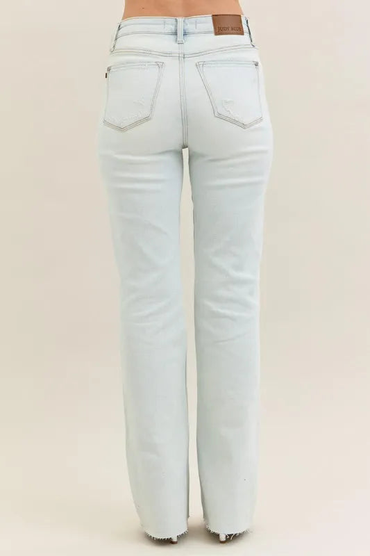 Judy Blue Full Size Destroy & Fray Hem Bootcut Jeans Plus Size - Modanista Fashion