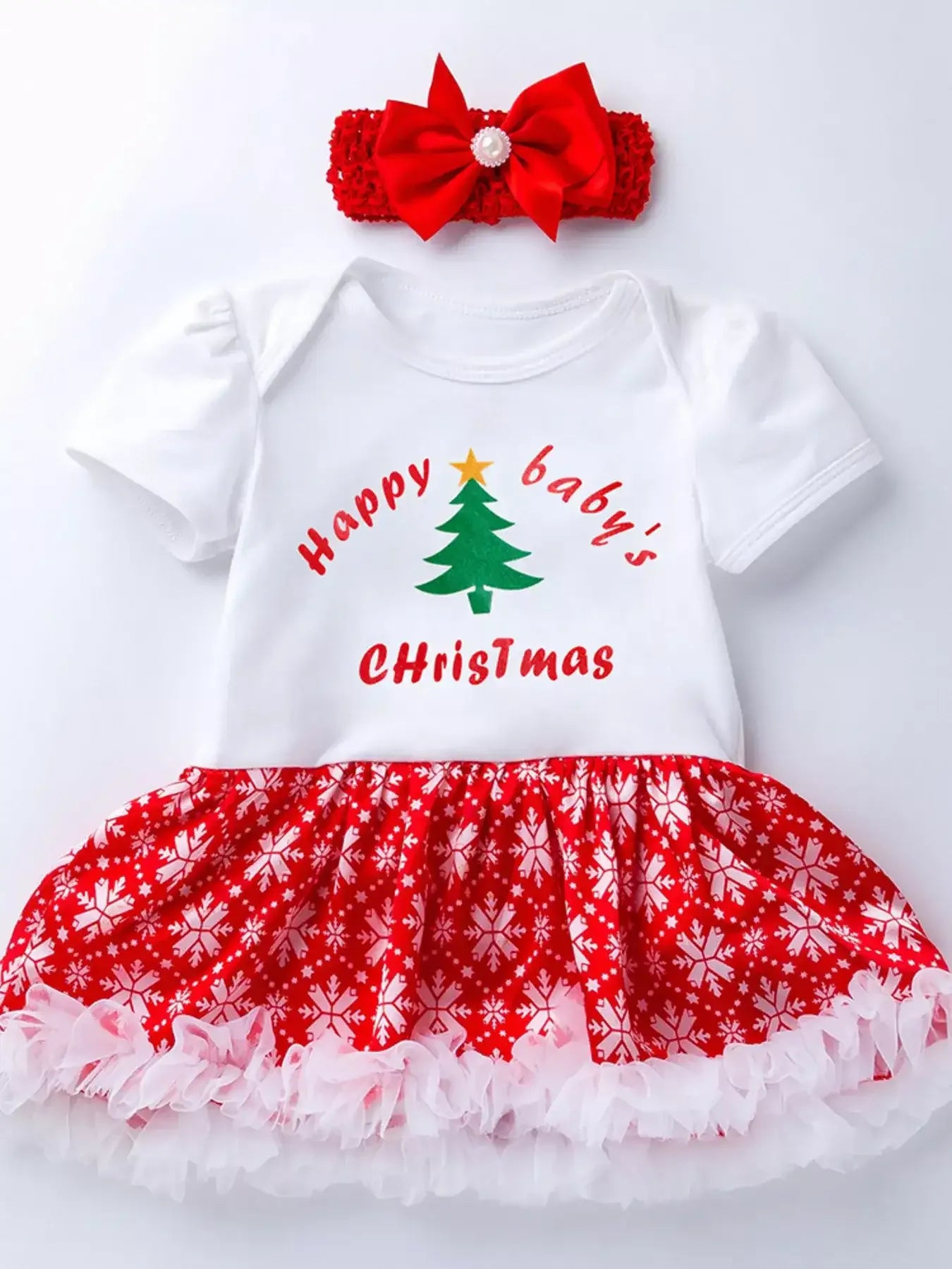 Newborn Christmas One-Piece Dress with Headband – Festive & Cute - Modanista Fashion