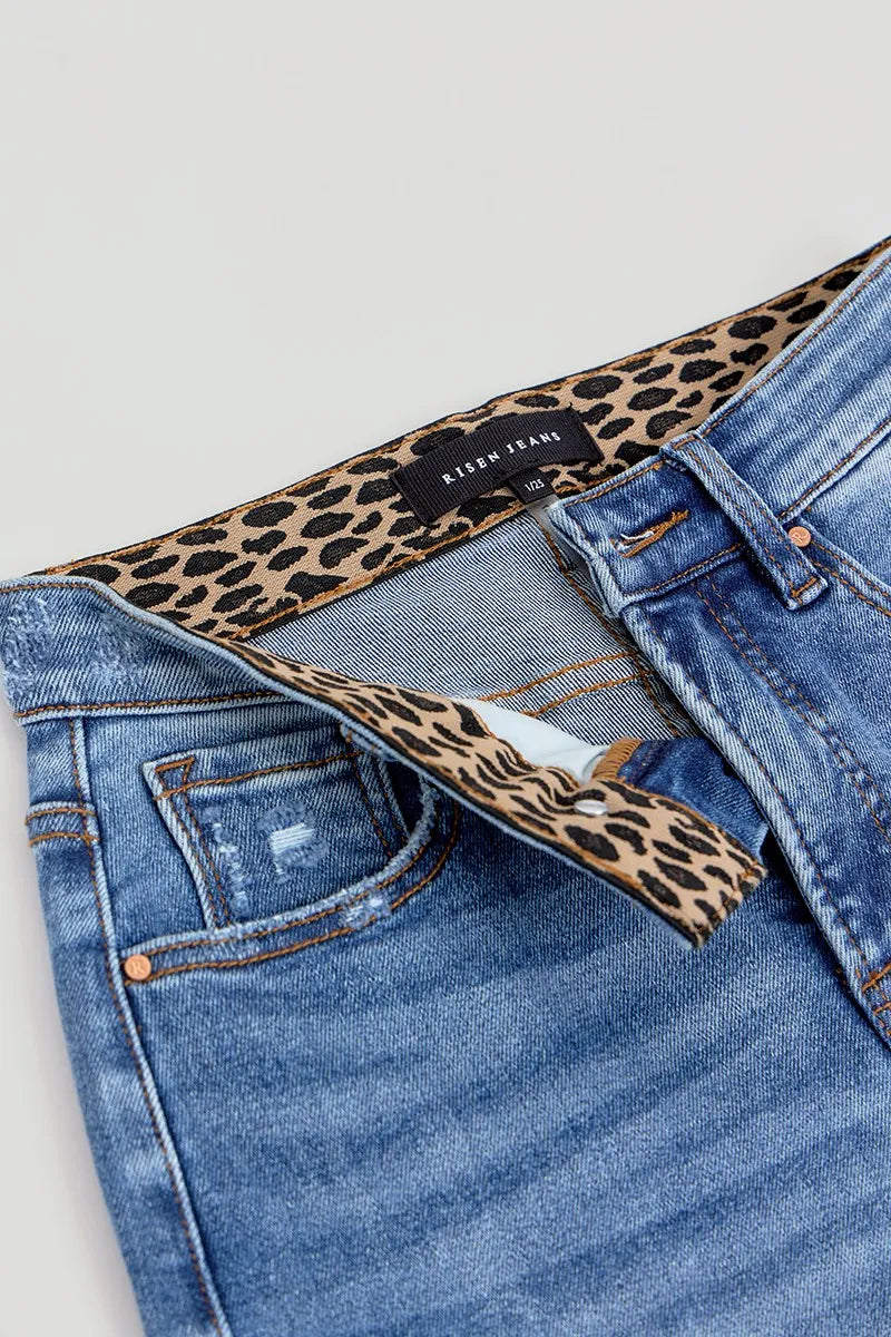 RISEN Full Size Tummy Control Elastic Band High Rise Wide Jeans Plus Size - Modanista Fashion