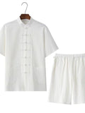 Men's Plus Size Chinese Style Top and Shorts Set - Modanista Fashion