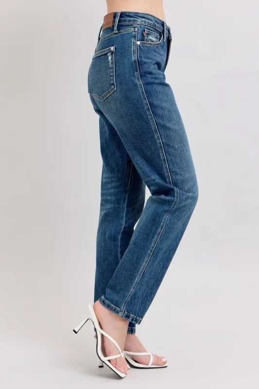 Judy Blue Full Size High Waisted Rigid Magic Non-destroy Straight Leg Jeans Plus Size - Modanista Fashion