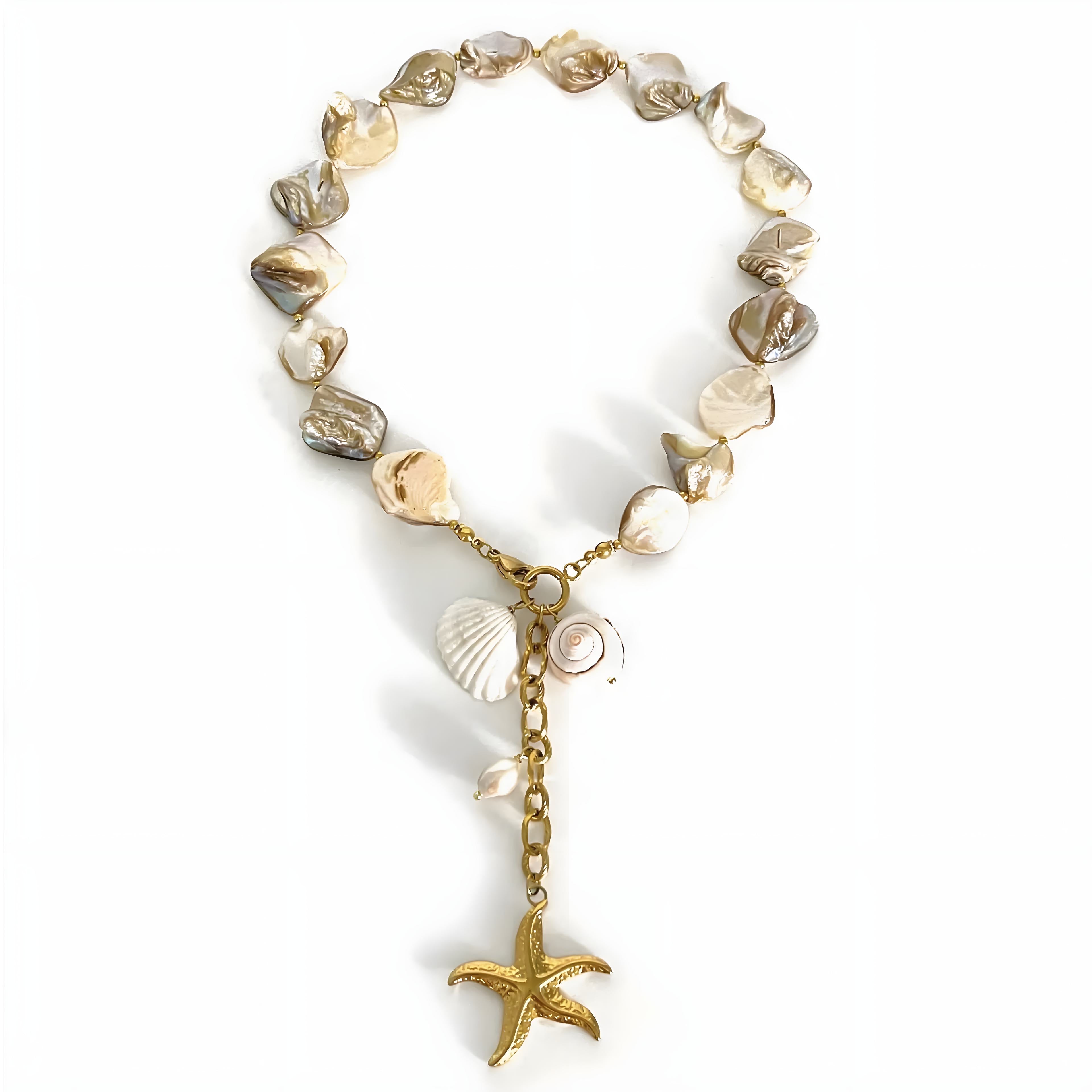 18K Gold-Plated Ocean Necklace with Starfish Pendant